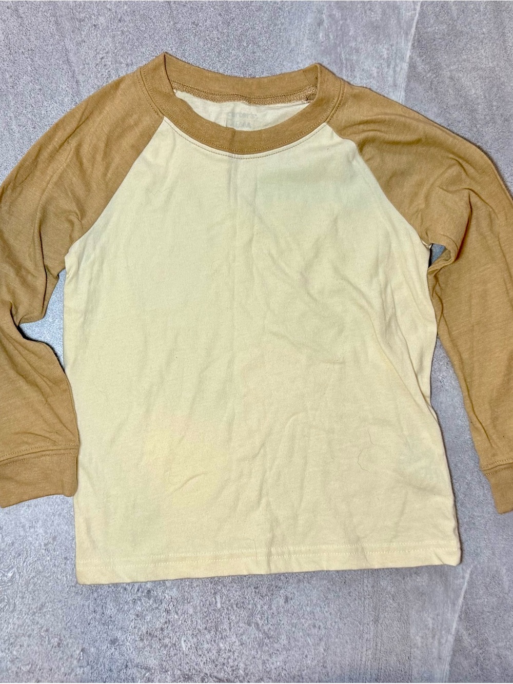 Old Navy Cream and Tan Long Sleeve Raglan Tee